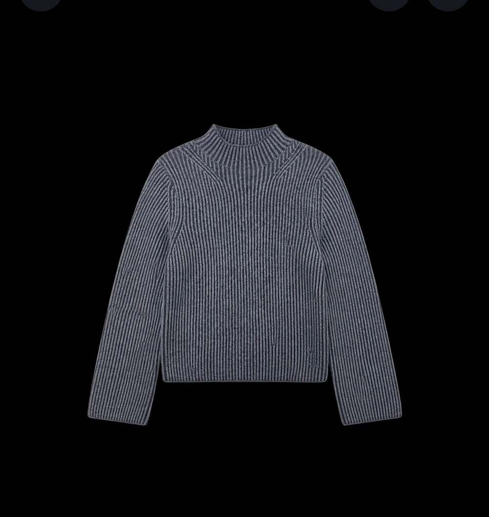 Banana Republic Women's Small 100% Merino Wool Ribbed Mock Neck Sweater Gray